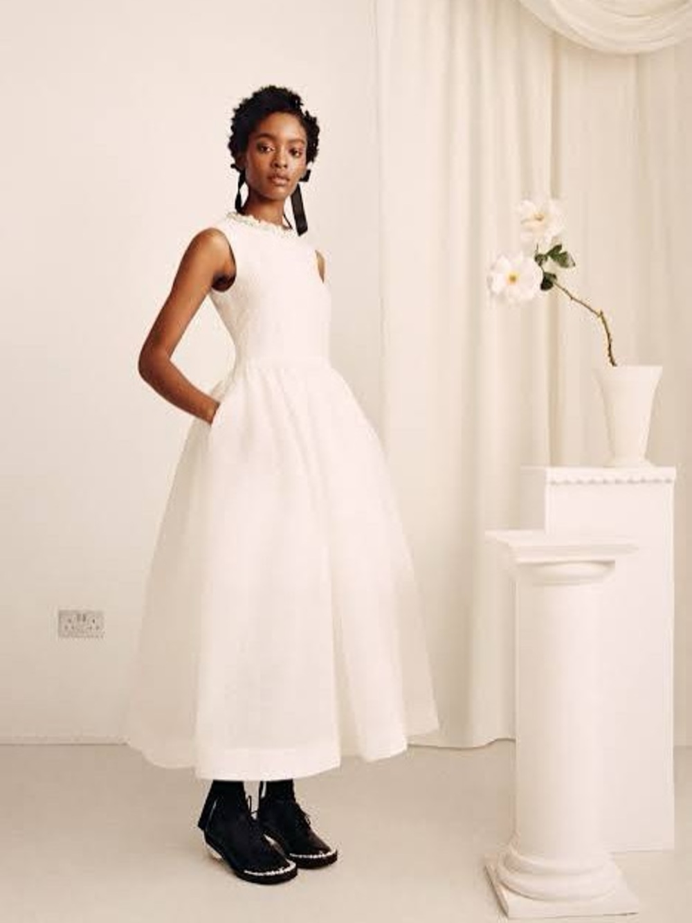 Simone Rocha Silk-blend Cloche Midi  Dress